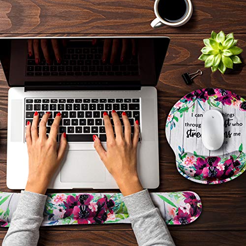 Bible Verse Ergonomic Design Mouse Pad with Wrist Rest Hand Support and Keyboard Support. Round Large Mousing Area. Mouse Pad and Keyboard Pad for Laptop, PC Computer & Mac. Great Gifts for Christians - Thumbnail 3