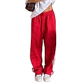Women Side Striped Track Pants Y2k Drawstring Waist Wide Leg Cargo Sweatpants Casual Loose Jogger Lounge Pants