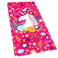 Softerry Love Unicorn Beach Towel Pink Fantasy Rainbow 30 x 60 inches 100% Cotton Velour