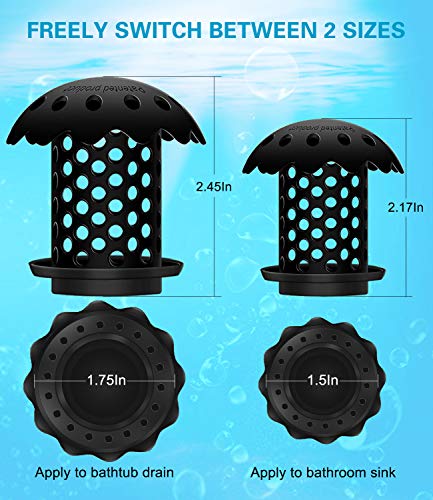 Plunack Drain Protector Hair Catcher, Hair Strainer, Flexible Snare, Sink Drain Protectors Hair Catchers for Bathtubs and Sinks, 2 Pack (Gray) - Thumbnail 2