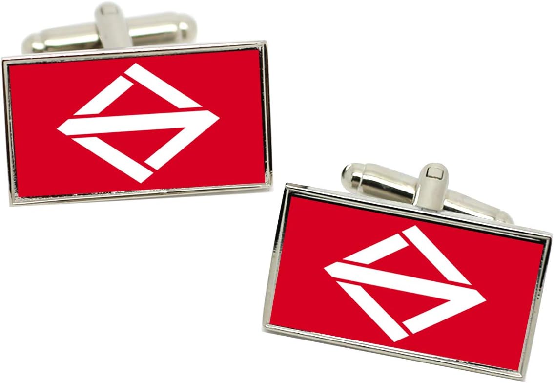 Yokohama (Japan) Flag Cufflinks in a Chrome Case