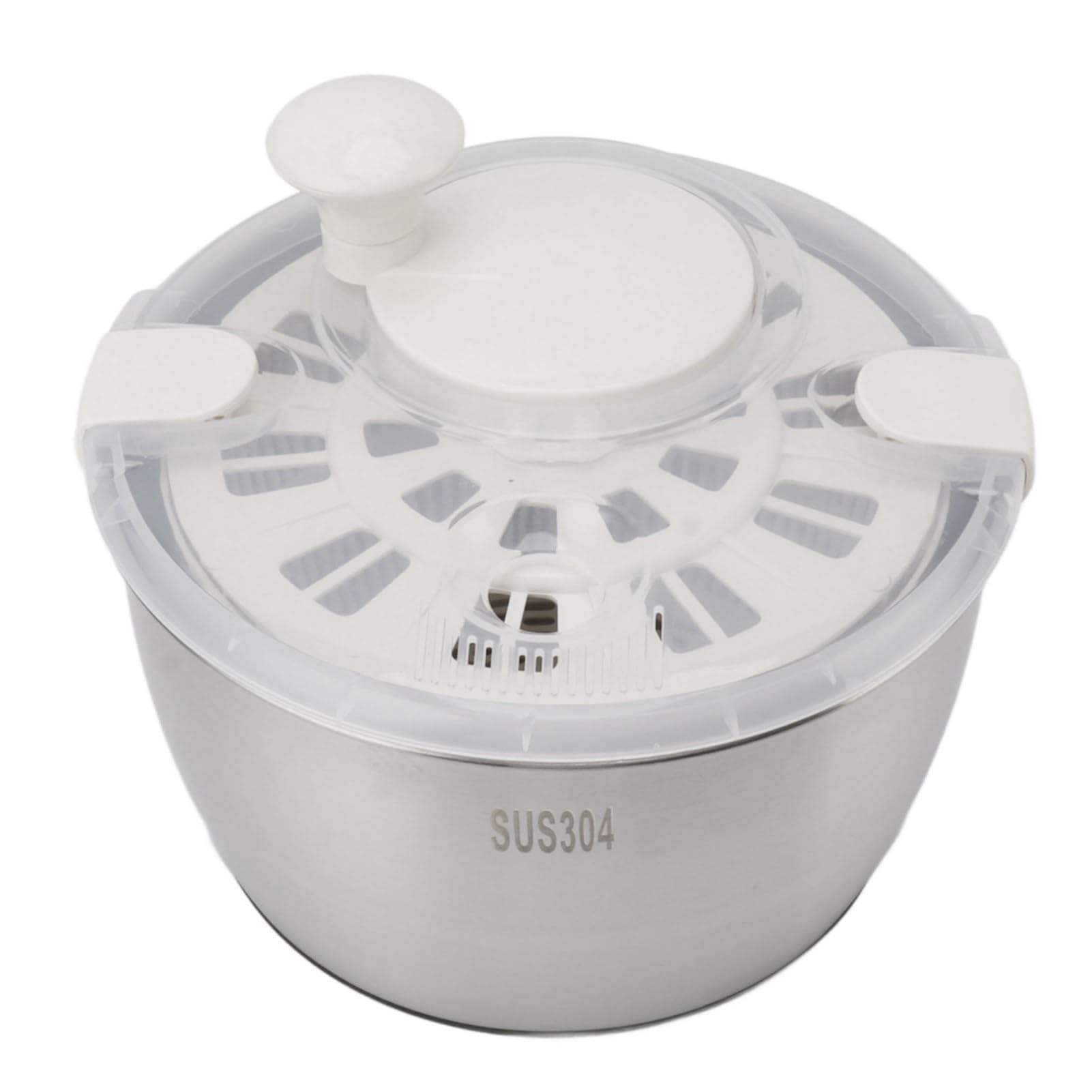Pssopp Salad Spinner, Stainless Steel Salad Spinner Multifunctional Large Capacity Lettuce Spinner Vegetable Dryer for Greens Herbs Berries Fruits