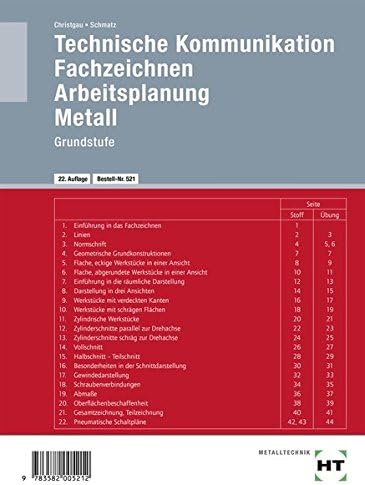 Technische Kommunikation. Fachzeichnen. Arbeitsplanung: Metall. Grundstufe