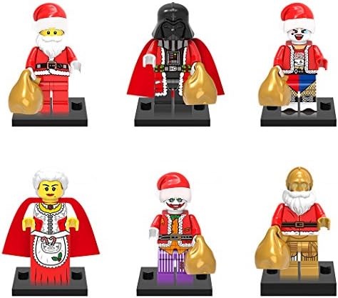 Boy Building Sets Santa with Toy Sack, Red Minifigures for Kids Compatible With Lego (6 PCS Santa Men)