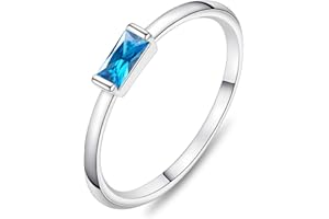 KOHOTA Silver Birthstone Rings for Women Dainty Stackable Engagement Wedding Promise Rings Non Tarnish CZ Emerald Green Gemstone Ring Mothers Birthday Gift Size 6-10