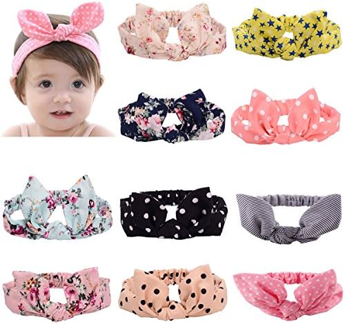 CHRISLZ 10 Pcs Baby Turban Hairband Colorful Hair Wraps Baby Knotted Headbands