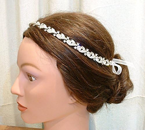 Downton Abbey Bridal Headband, Clear Crystal Rhinestone Vintage Art Deco Wreath Chain 1920s Flapper Gatsby Wedding Headpiece