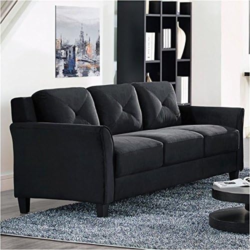 Amazon Com Bowery Hill Microfiber Sofa In Black Kitchen Dining