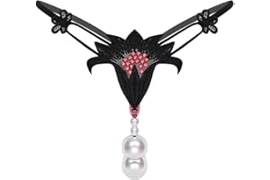 Sholeno Women's G-String Thongs Faux Pearls Spaghetti Waist Open Crotch T-Back Teasing Underwear