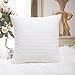 Home Brilliant Pillow Covers 18x18 Striped Corduroy Velvet Cushion Covers Set of 2 Square Decorative Pillowcase, 18 x 18 inch, Creamy White