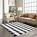 [Egyptian Cotton Tree] 100% Hand-Woven Cotton Large Black & White Washable Rugs, Plaid Area Rug/Runner Rug/Washable Checkered Rug for Kitchen/Door Way/Laundry(67