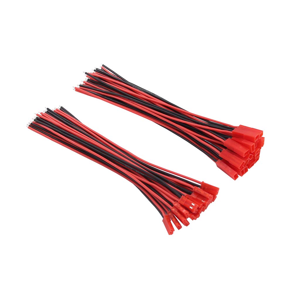 OliYin 20pairs 22awg 2 Pin JST Connector Male Female Plug 15cm Silicone Wire for LED Lamp Strip RC Toys BEC Battery(Pack of 20)