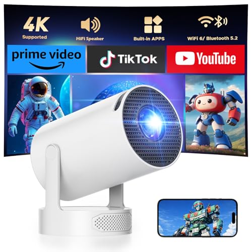 Mini Projector 4k Supported, Upgraded 300 ANSI Lumens Portable Projector, Auto Focus/Keystone, Compatible with iPhone/TV Stick/Laptop for Home Bedroom Movie - Used condition - CA$85.49