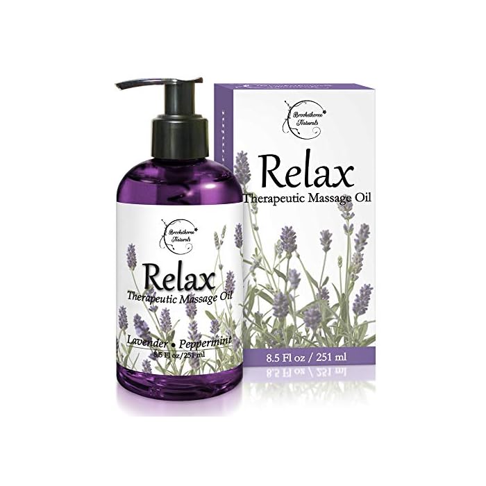 Relax Therapeutic Body Massage Oil - with Best Essential Oils for Sore Muscles & Stiffness – Lavender, Peppermint…