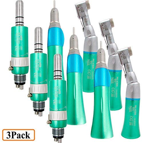 4 Holes Low Speed Straight, Contra-angle,Air motor Latch type Hand Tool Kit Green (Pack of 3)