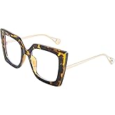 FEISEDY Oversized Square Blue Light Blocking Glasses Eye Strain Glare Pearl Inlay Arm Cat Eye Fashion Eyewear B2639