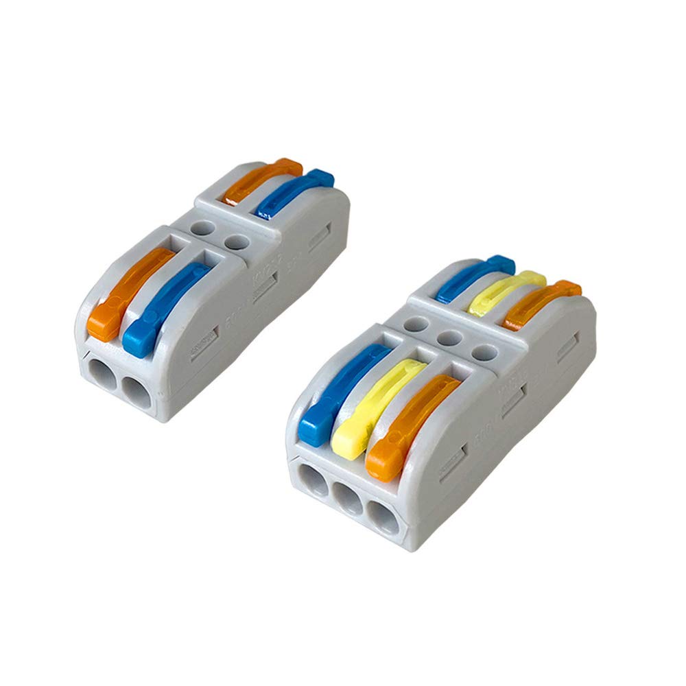 Aiqeer 30 Pcs SPL-2/SPL-3 Lever-Nut Wire Connectors Set, Conductor Compact Wire Connectors, Cable Clamp Terminal Block Quick Spring Connector (Multicolor Lever)