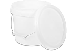 Multi-Functional 1 Gallon Abs Bucket with Lid, Food Grade White Plastic Pail for Paint, Water, Oil, Home Use, 8.34x7.87x7.08i