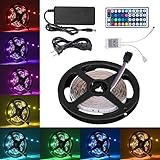 Led Strip Lights, 16.4ft LED Flexible Strip Lights, 150 Units 5050 RGB LED Light Strip Kit with 44Key Remote Controller and Power Supply,Non-Waterproof 12V DC, for Home Kitchen Bedroom Car