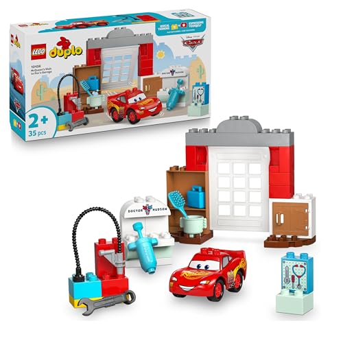 Duplo | Disney y Pixar Visita de Mcqueen al Taller de Doc - Coche de Carreras de Juguete de Cars, Autolavado de Coches y Accesorios - Regalo para Niños y Niñas de 2+ Años 10456