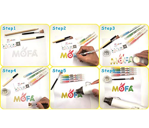 mofa Embossing Powder 9 Piece of Set,9 Tin Colorful Super Fine Embossing Powder,Including Black,Yellow,Green,White,Blue,Red,Silver,Gold and Transparent (Small)