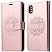 iPhone Xs Case, iPhone X Case, SOWOKO Book Style Leather Wallet Case Flip Folio Shockproof Protection Cover with Credit Card Slots and Kickstand for Apple iPhone Xs/X 5.8 inch (Rose Gold)