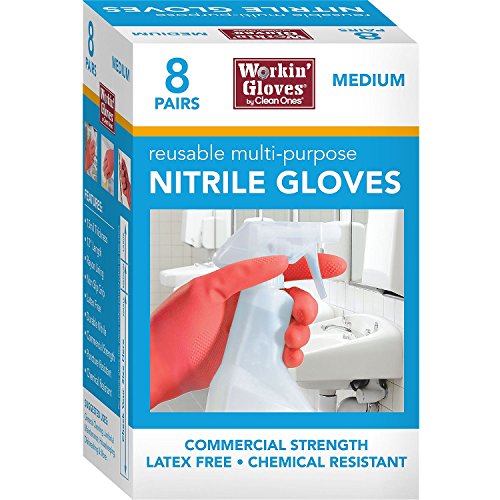 Clean Ones 8PAIRS Workin' Gloves 12" Reusuable MultiPurpose Nitrile