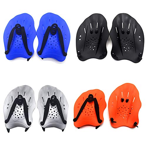 TiTa-Dong Hand Paddles,1 Pair Adjustable Swimming Gloves Hand Flippers Professional Swim Training Set for Kids and Adults(Blue)