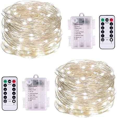 Battery Powered String lights, Relohas 16.5ft 50 LED Copper Wire Outdoor String Waterproof Christmas Lights 8 Modes Solar Powered Fairy Lights for Home,Gardens, Patios and Parties(Daylight White)