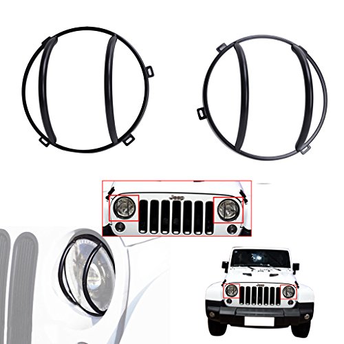 Jade 2pcs Black Headlight Guards For Jeep Wrangler JK Car Vehicle Parts Accessory 2007-2016 - Thumbnail 5