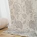 jinchan Linen Curtains for Living Room, Gray Floral Paisley Patterned Curtains 96 Inch Length, Light Filtering Ikat Drapes for Bedroom, Vintage Farmhouse Window Treatments, Grommet Top 2 Panels, Grey