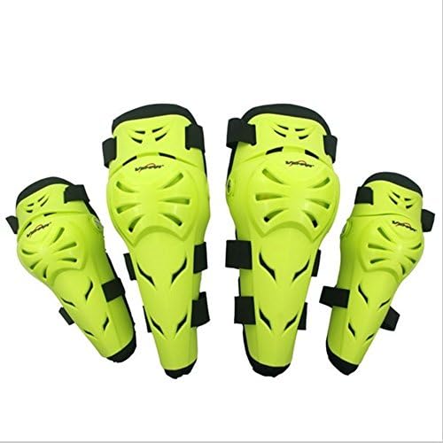 Runworld 4 pcs Motorcycle Motocross Cycling Elbow and Knee Pads Protection Shin Guards Body Armor Set Protective Gear For Adults (Green)