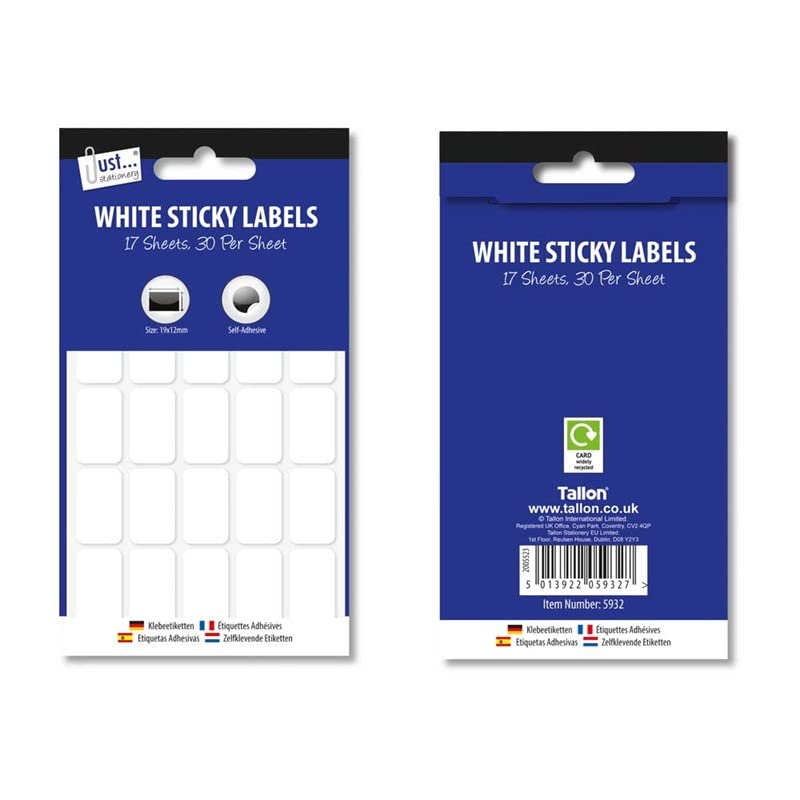 Sticky Labels Price Stickers x 510 Self Adhesive Retail 19mm x 12mm