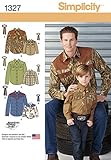 Simplicity American Sewing Guild Pattern 1327 Western Shirt and Tie, Boys Chest 22-27 (S-L) Men's Chest 34-48 (S-XL)