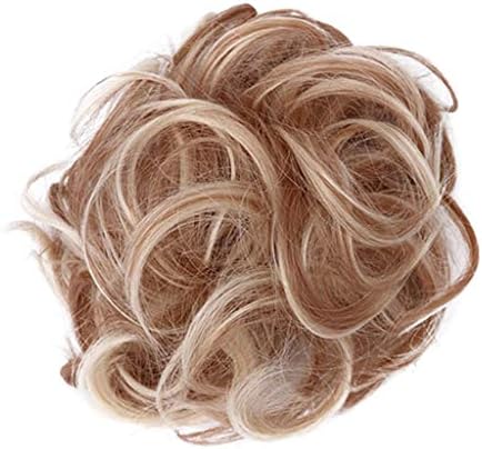 PLmed Fashion Curly Messy Bun Hair Piece Scrunchie Updo Cover Hair Extensions Real as Human (H)