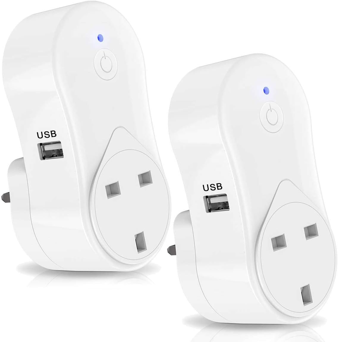 Smart Alexa Accessories USB Output, Compatible with Google Home and IFTTT, Wireless Socket Remote Control Timer Plug Switch, No Hub Required(2 Packs)