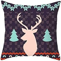 SUIKI Pillow Case Have Yourself A Merry Little Christmas Quotes Deer Snowflake Xmas Trees Holiday Decorative Cushion Cover Cotton Linen 18x18 Inch