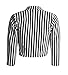 Womens ¾ Sleeves Stripes Print Waterfall Crop Blazer Black/White