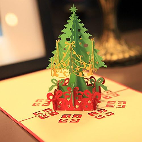 10pcs Christmas Handmade 3d Pop up Greeting Card- Christmas Tree