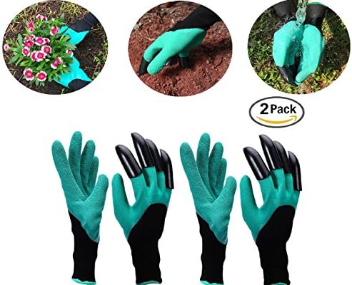 Garden Genie Gloves,Gardening Gloves Fingertips Uniex Right Claws Quick Easy to Dig and Plant Safe for Rose Pruning Digging and Planting - (Right Hand Claw) (2 pairs) By Rubikliss