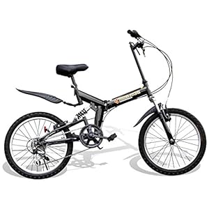 折りたたみ自転車 20インチ シマノ6段変速ギア フルサスペンション P-001 マウンテンバイク (ブラック)