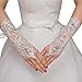 M Bridal Women's Rhinestones Lace Fingerless Gloves for Wedding Party Brides Accessory G02 (Ivory)
