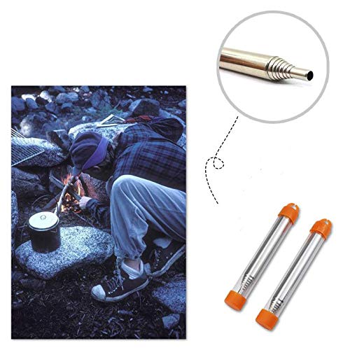 Terberl 6 Pieces Collapsible Stainless Steel Fire Bellow, Collapsible Outdoor Blow Fire Tube for Picnic Camping Hiking