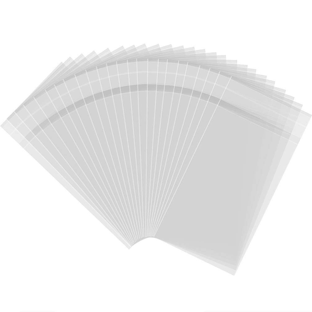 100 Clear Long Cello Bags Self Sealing Plastic Treat Bags, 1.4mils Thickness OPP Plastic Poly Gift Candy Bags for Bakery Candies Dessert Chocolate Cookie Wedding Supply (11\'\' x 14\'\')