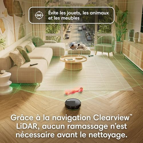 Roomba Plus 415 Combo Robot + AutoWash - 20KPa - Base Multifonction - Lavage des lingettes - séchage des lingettes à l'air Chaud - LiDAR Clearview - 75 Jours d'autovidage - Noir