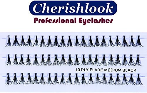 Cherishlook Professional 10packs Eyelashes (Individual) (10ply Flare Medium Black)