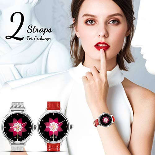 ایگرد | قیمت و خرید AMATAGE Smart Watch for Women for iPhone Android  Phones, Sleep Monitor, Fitness Activity Tracker Watch with Heart Rate,  Blood Pressure Monitor, Full Touch Screen, Extra Leather Band(Silver/Extra