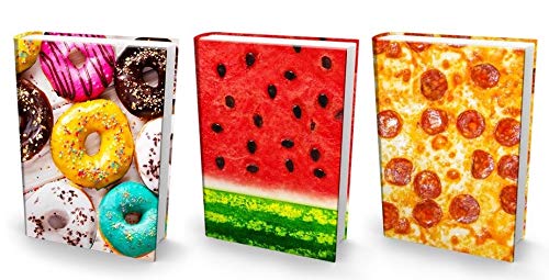 Book Sox Jumbo Stretchable Book Cover Fits Hardcover Textbooks Up to 9 x 11. Adhesive-Free, Nylon Fabric Protectors are A Needed School Supply for Students Washable and Reusable (3 Pack, Food)