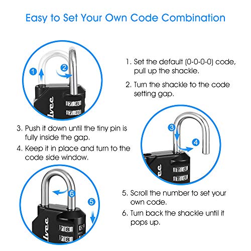Combination Lock, 2 Pack, 4 Digit Combination Padlock for School Gym Sports Locker, Fence, Toolbox, Case, Hasp Cabinet Storage