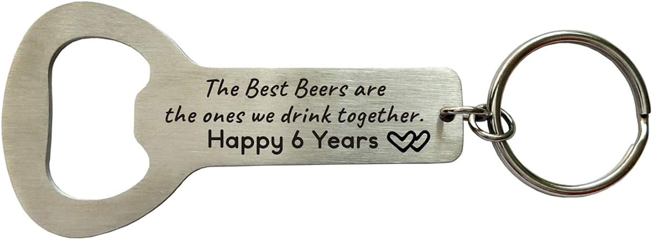 Husband Gifts from Wife 6 Years of Marriage Bottle Opener for Men Boyfirend